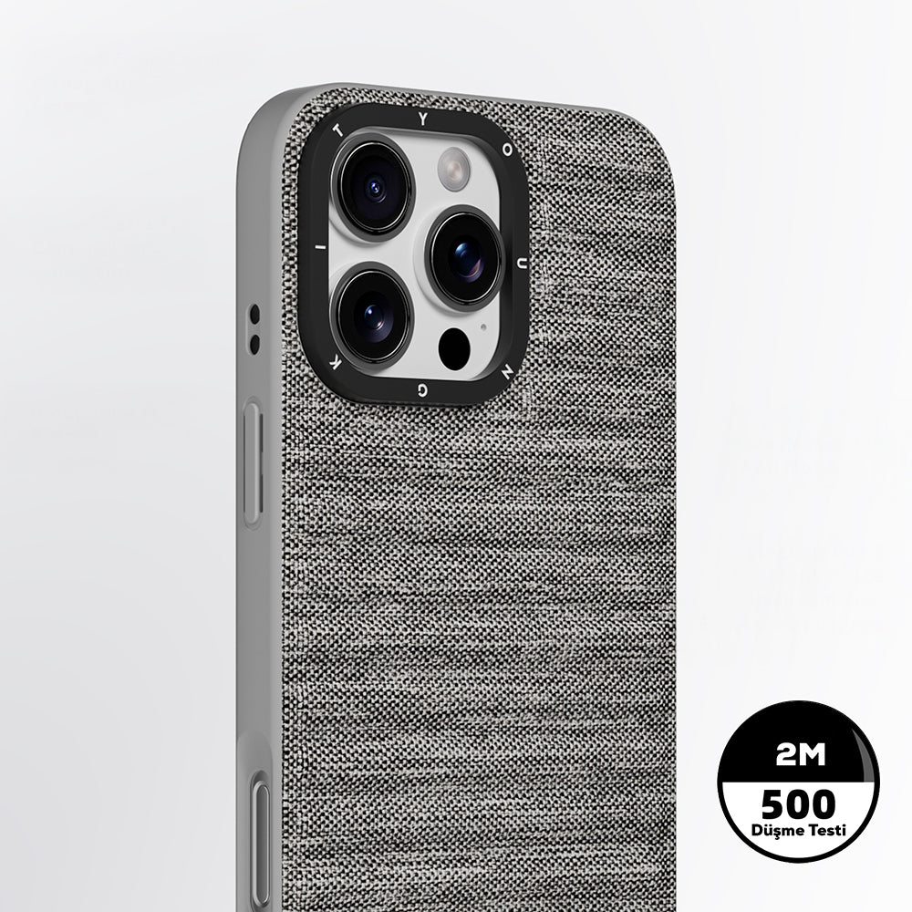 Apple iPhone 16 Pro Max Kılıf M-safe Şarj Özellikli Youngkit Canvas Serisi Kapak Siyah