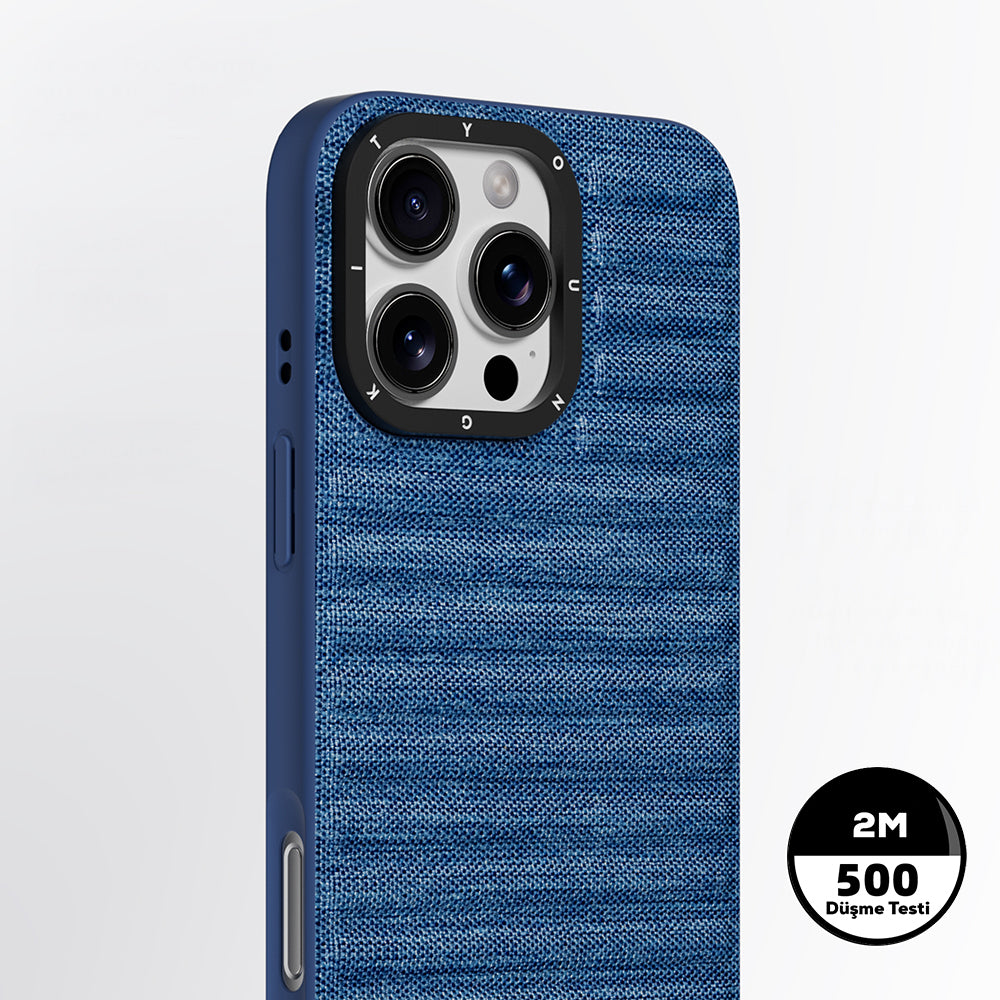 Apple iPhone 16 Pro Max Kılıf M-safe Şarj Özellikli Youngkit Canvas Serisi Kapak Mürdüm