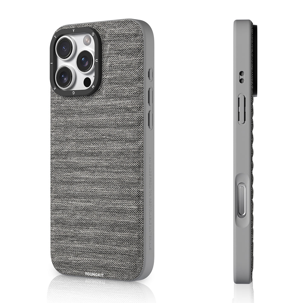 Apple iPhone 16 Pro Max Kılıf M-safe Şarj Özellikli Youngkit Canvas Serisi Kapak Gri