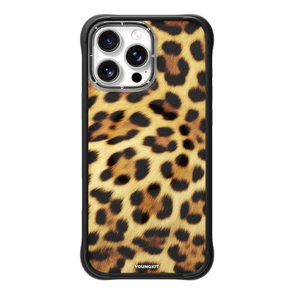 Apple iPhone 16 Pro Max Kılıf M-safe Şarj Özellikli Youngkit Leopard Serisi Kapak Kahverengi