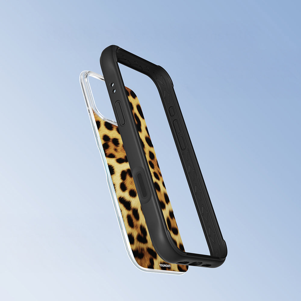 Apple iPhone 16 Pro Max Kılıf M-safe Şarj Özellikli Youngkit Leopard Serisi Kapak Kahverengi