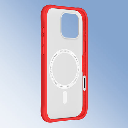 Apple iPhone 16 Pro Max Kılıf M-safe Şarj Özellikli Youngkit Macaroon Serisi Kapak Beyaz