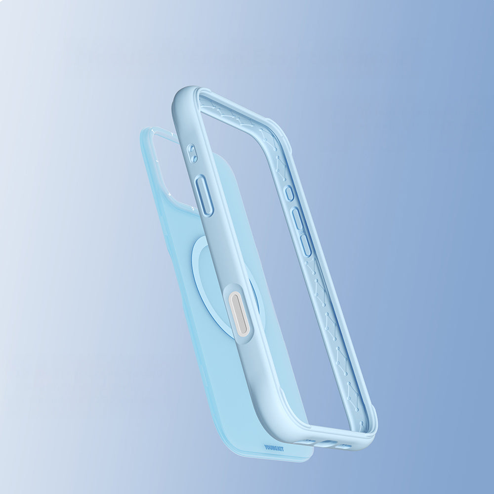 Apple iPhone 16 Pro Max Kılıf M-safe Şarj Özellikli Youngkit Macaroon Serisi Kapak Beyaz