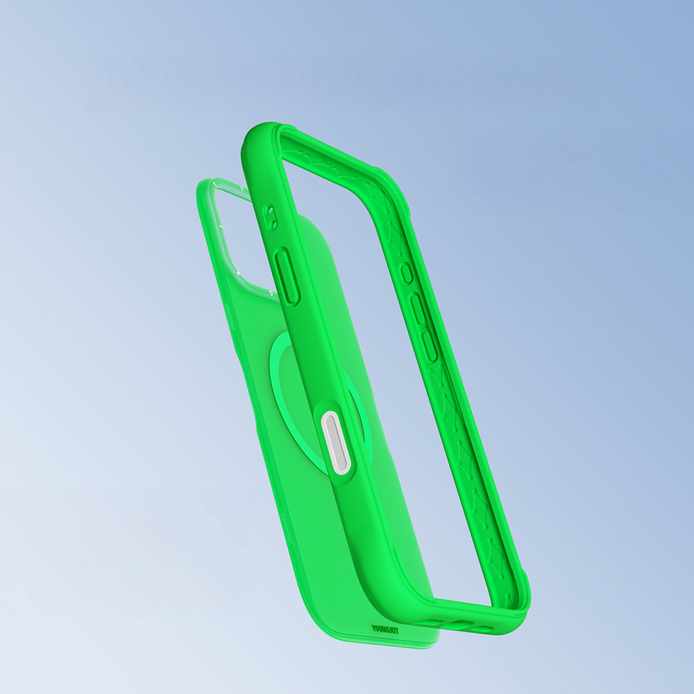 Apple iPhone 16 Pro Max Kılıf M-safe Şarj Özellikli Youngkit Macaroon Serisi Kapak Açık Yeşil
