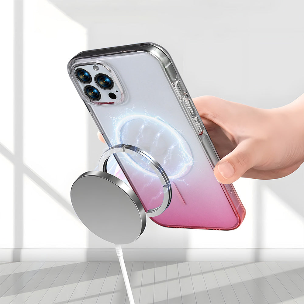 Apple iPhone 16 Pro Max Kılıf M-Safe Şarj Özellikli Zore Septik Silikon Kapak Pembe