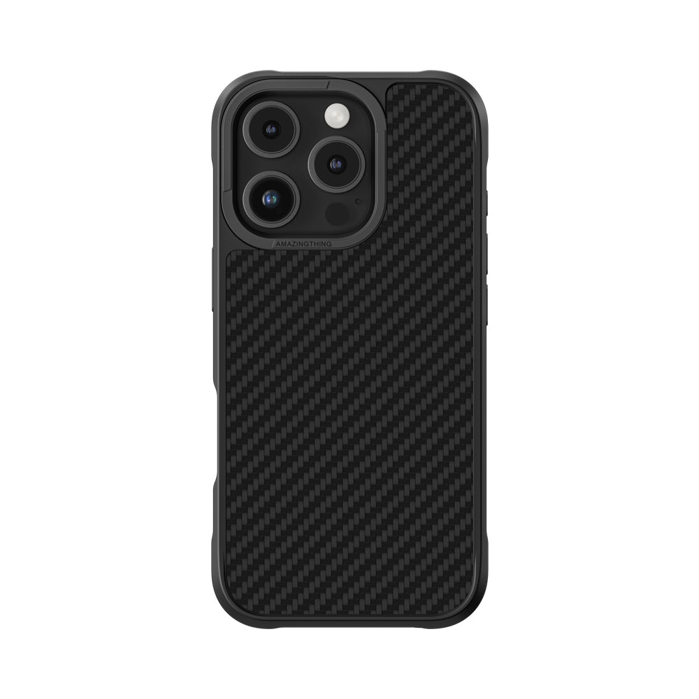 Apple iPhone 16 Pro Max Kılıf M-safe Şarj Özellikli 1500D Aramid Fiber Amazingthing Titan Max Serisi Kapak Siyah
