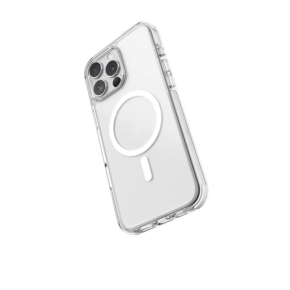 Apple iPhone 16 Pro Max Kılıf M-safe Şarj Özellikli Airbag Tasarımlı Raptic Clear Serisi Şeffaf Kapak Beyaz