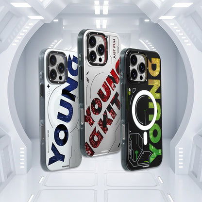 Apple iPhone 16 Pro Max Kılıf M-safe Şarj Özellikli Airbagli Çift Katmanlı Youngkit Future Serisi Kapak Mavi