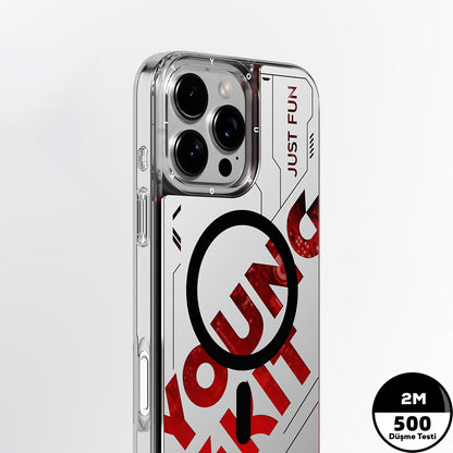 Apple iPhone 16 Pro Max Kılıf M-safe Şarj Özellikli Airbagli Çift Katmanlı Youngkit Future Streamer Serisi Kapak Yeşil