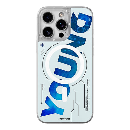 Apple iPhone 16 Pro Max Kılıf M-safe Şarj Özellikli Airbagli Çift Katmanlı Youngkit Future Streamer Serisi Kapak Mavi