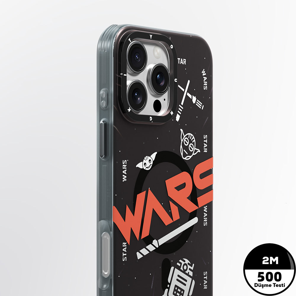 Apple iPhone 16 Pro Max Kılıf M-safe Şarj Özellikli Airbagli Hologram Tasarımlı Youngkit Interstellar Serisi Kapak Füme