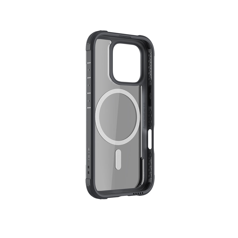 Apple iPhone 16 Pro Max Kılıf M-safe Şarj Özellikli Airbagli Raptic Shield Serisi Şeffaf Arka Yüzey Kapak Kahverengi