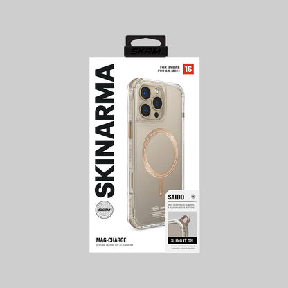 Apple iPhone 16 Pro Max Kılıf M-safe Şarj Özellikli Airbagli Şeffaf SkinArma Saido Prime Kapak Titanyum