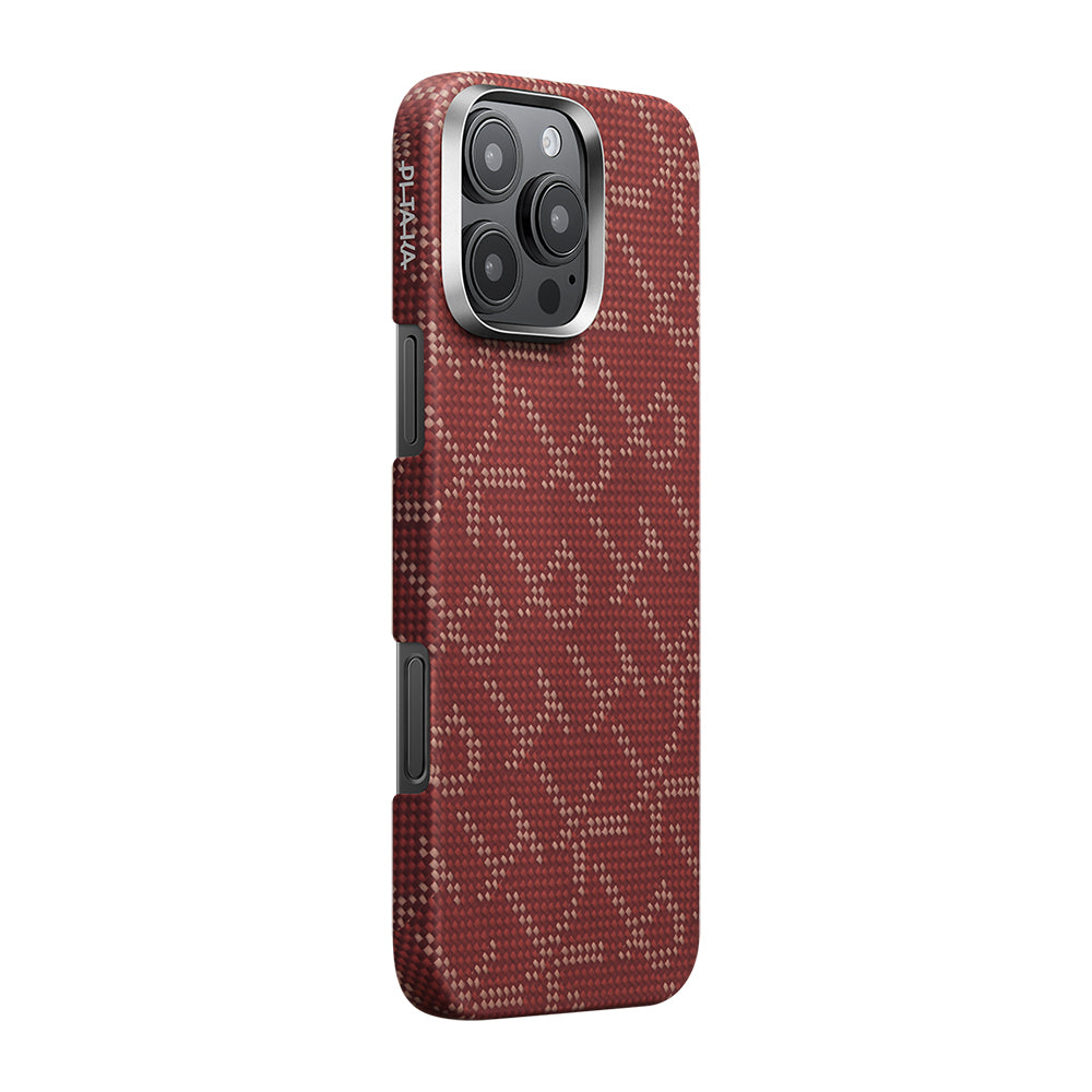 Apple iPhone 16 Pro Max Kılıf M-safe Şarj Özellikli Aramid Fiber Pitaka Tactile Woven Monogram Serisi Kapak Yeşil