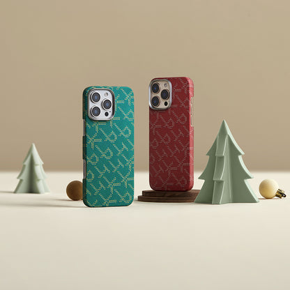 Apple iPhone 16 Pro Max Kılıf M-safe Şarj Özellikli Aramid Fiber Pitaka Tactile Woven Monogram Serisi Kapak Kırmızı