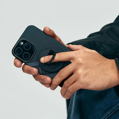 Apple iPhone 16 Pro Max Kılıf M-safe Şarj Özellikli Aramid Fiber Re-TROS Tasarımlı Pitaka Tactile Woven Rebuilding Serisi Kapak Yeşil