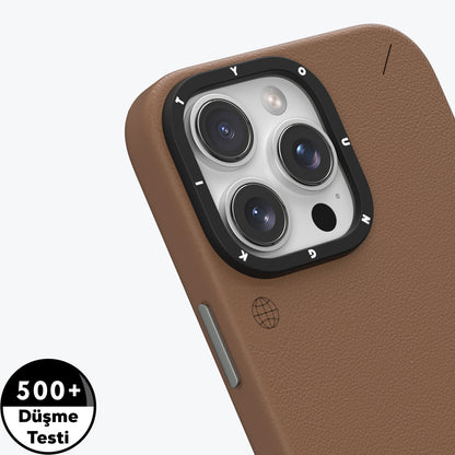 Apple iPhone 16 Pro Max Kılıf M-safe Şarj Özellikli Basit Mat Deri Desenli Youngkit Tech Fashion Serisi Kapak Siyah