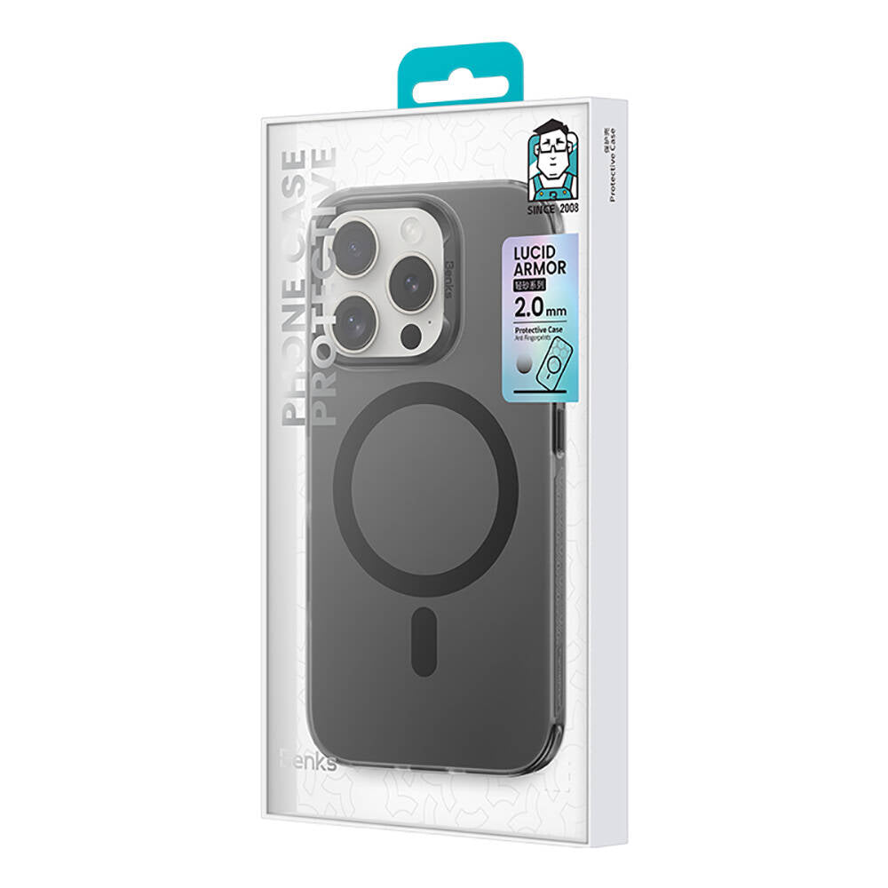 Apple iPhone 16 Pro Max Kılıf M-safe Şarj Özellikli Benks Lucid Armor Kapak Titanyum-Gri