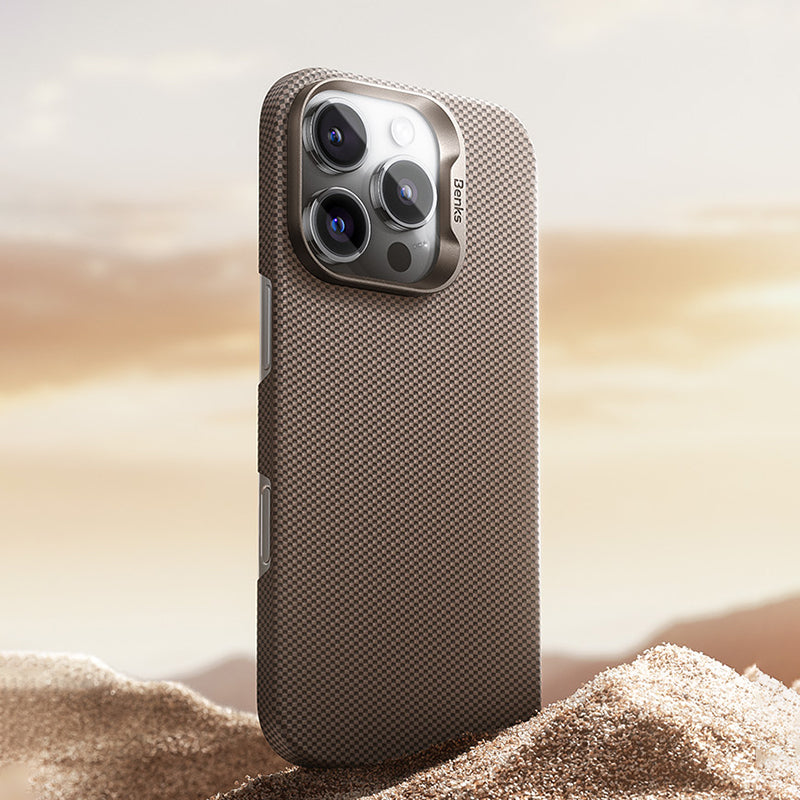 Apple iPhone 16 Pro Max Kılıf M-safe Şarj Özellikli Benks Yeni Seri ArmorTint ArmorAir Kevlar Kapak Gold