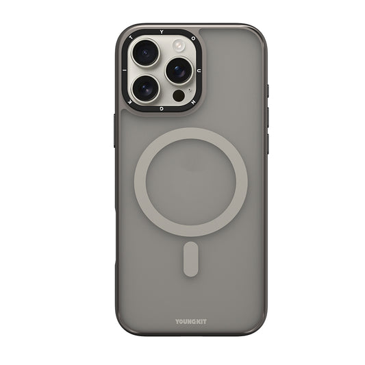 Apple iPhone 16 Pro Max Kılıf M-safe Şarj Özellikli Cam Arka Yüzey TPU Youngkit Gemstone Serisi Kapak