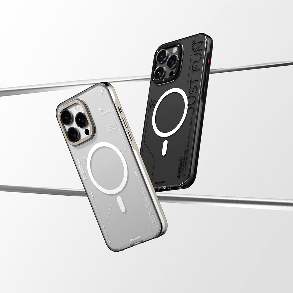 Apple iPhone 16 Pro Max Kılıf M-safe Şarj Özellikli Çıkarılabilir Arka Yüzeyli Youngkit Mecha Kapak Desert Gold