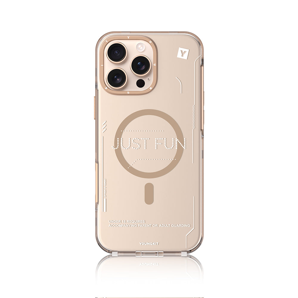 Apple iPhone 16 Pro Max Kılıf M-safe Şarj Özellikli Çıkarılabilir Arka Yüzeyli Youngkit Mecha Kapak Gold