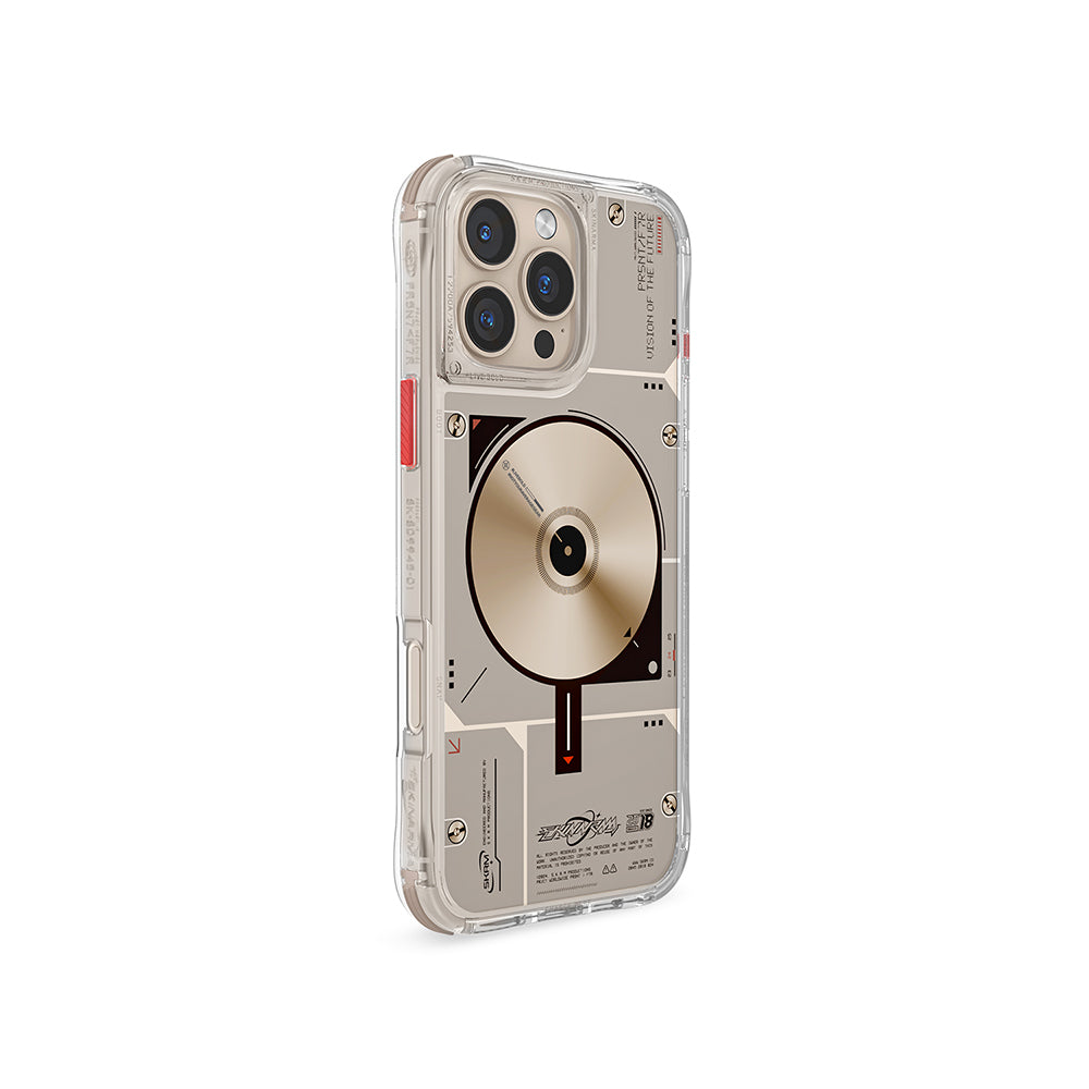 Apple iPhone 16 Pro Max Kılıf M-safe Şarj Özellikli Disk Desenli Airbag Tasarımlı Skinarma Nova Kapak Gold