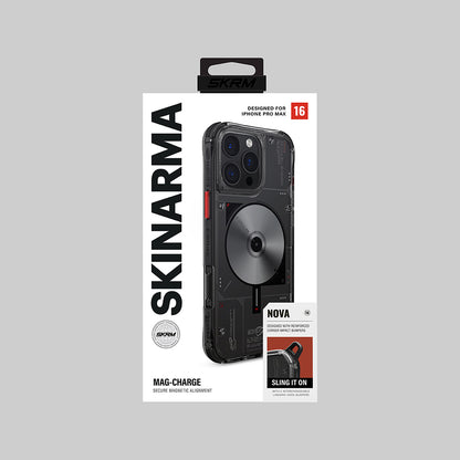 Apple iPhone 16 Pro Max Kılıf M-safe Şarj Özellikli Disk Desenli Airbag Tasarımlı Skinarma Nova Kapak Şeffaf