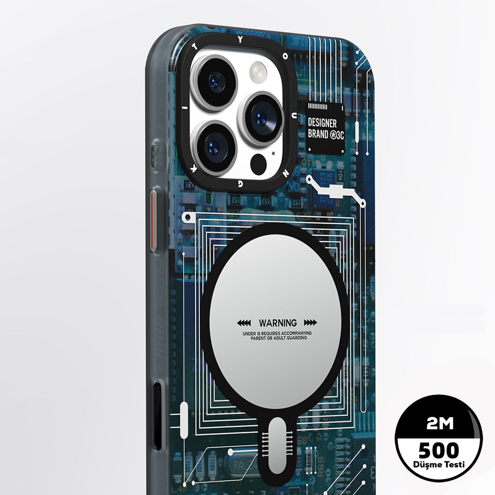 Apple iPhone 16 Pro Max Kılıf M-safe Şarj Özellikli Kamera Denetim Butonlu Youngkit Technology Serisi Kapak Gold