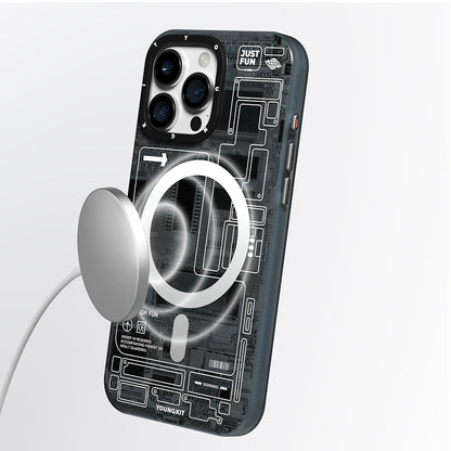 Apple iPhone 16 Pro Max Kılıf M-safe Şarj Özellikli Kamera Denetim Butonlu Youngkit Technology Serisi Kapak Gold