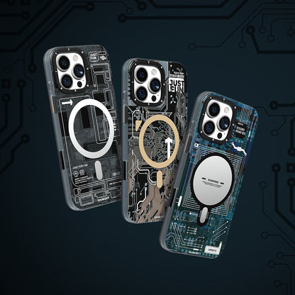 Apple iPhone 16 Pro Max Kılıf M-safe Şarj Özellikli Kamera Denetim Butonlu Youngkit Technology Serisi Kapak Gold