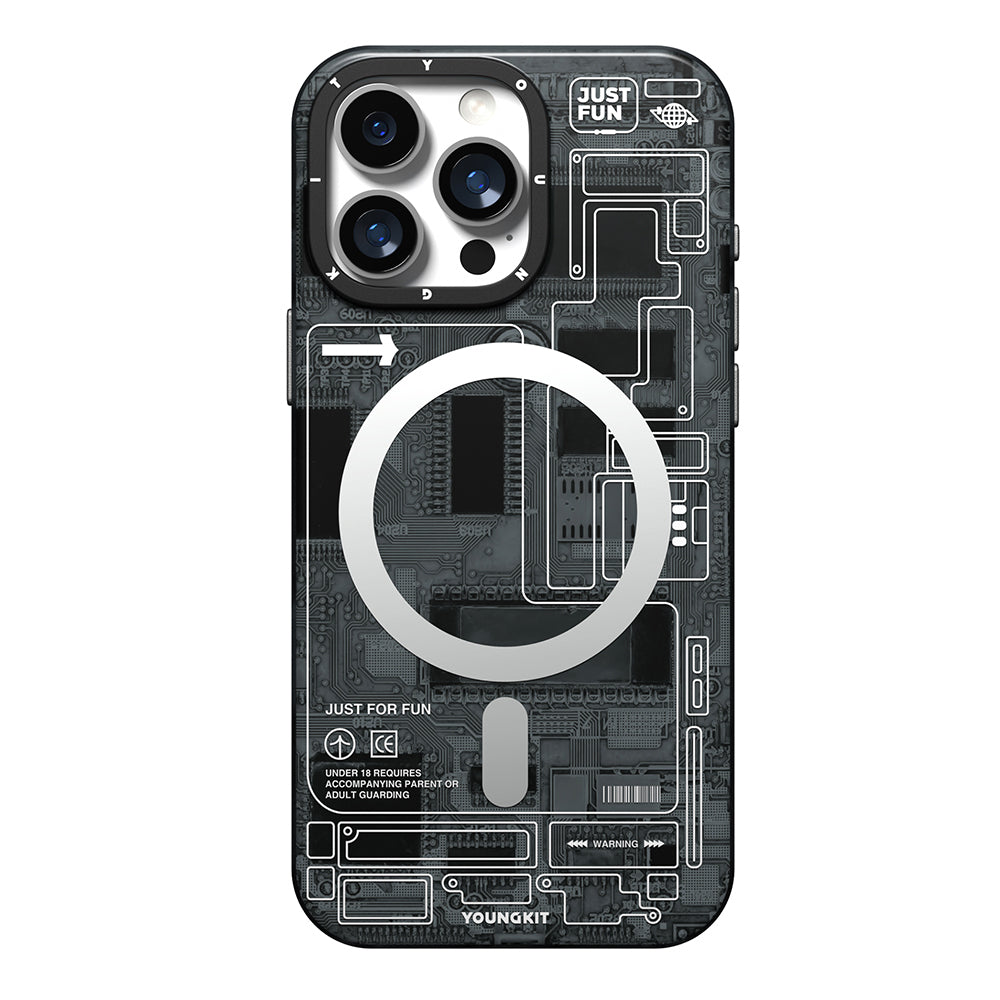 Apple iPhone 16 Pro Max Kılıf M-safe Şarj Özellikli Kamera Denetim Butonlu Youngkit Technology Serisi Kapak Gri