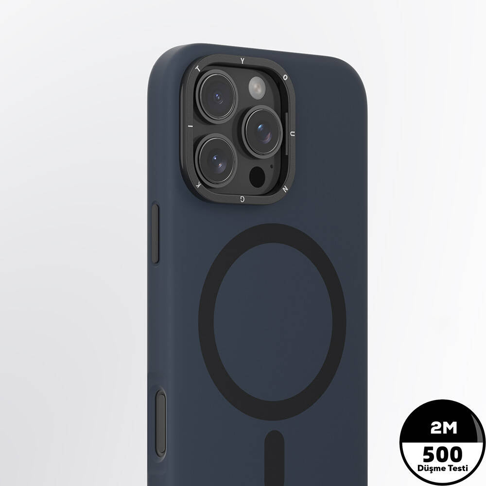 Apple iPhone 16 Pro Max Kılıf M-safe Şarj Özellikli Kamera Standlı Youngkit Bitty Cream Kapak Siyah