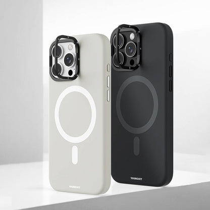 Apple iPhone 16 Pro Max Kılıf M-safe Şarj Özellikli Kamera Standlı Youngkit Bitty Cream Kapak Mavi