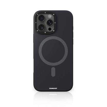 Apple iPhone 16 Pro Max Kılıf M-safe Şarj Özellikli Kamera Standlı Youngkit Bitty Cream Kapak Siyah