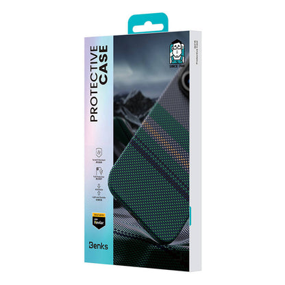 Apple iPhone 16 Pro Max Kılıf M-safe Şarj Özellikli Karbon Fiber Tasarımlı Benks Aurora ArmorPro Kevlar Kapak Siyah