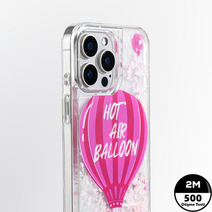 Apple iPhone 16 Pro Max Kılıf M-safe Şarj Özellikli Parlak Kumlu Sıvılı Youngkit Pink Dream Quicksand Serisi Kapak Turkuaz