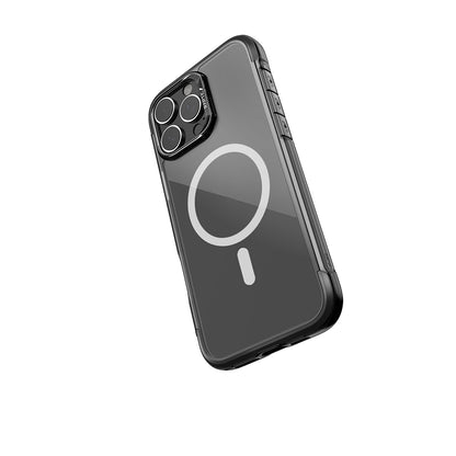 Apple iPhone 16 Pro Max Kılıf M-safe Şarj Özellikli Raptic Air Serisi Airbag Tasarımlı Metal Köşelikli Şeffaf Kapak Gümüş