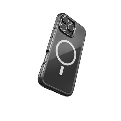 Apple iPhone 16 Pro Max Kılıf M-safe Şarj Özellikli Raptic Air Serisi Airbag Tasarımlı Metal Köşelikli Şeffaf Kapak Gümüş