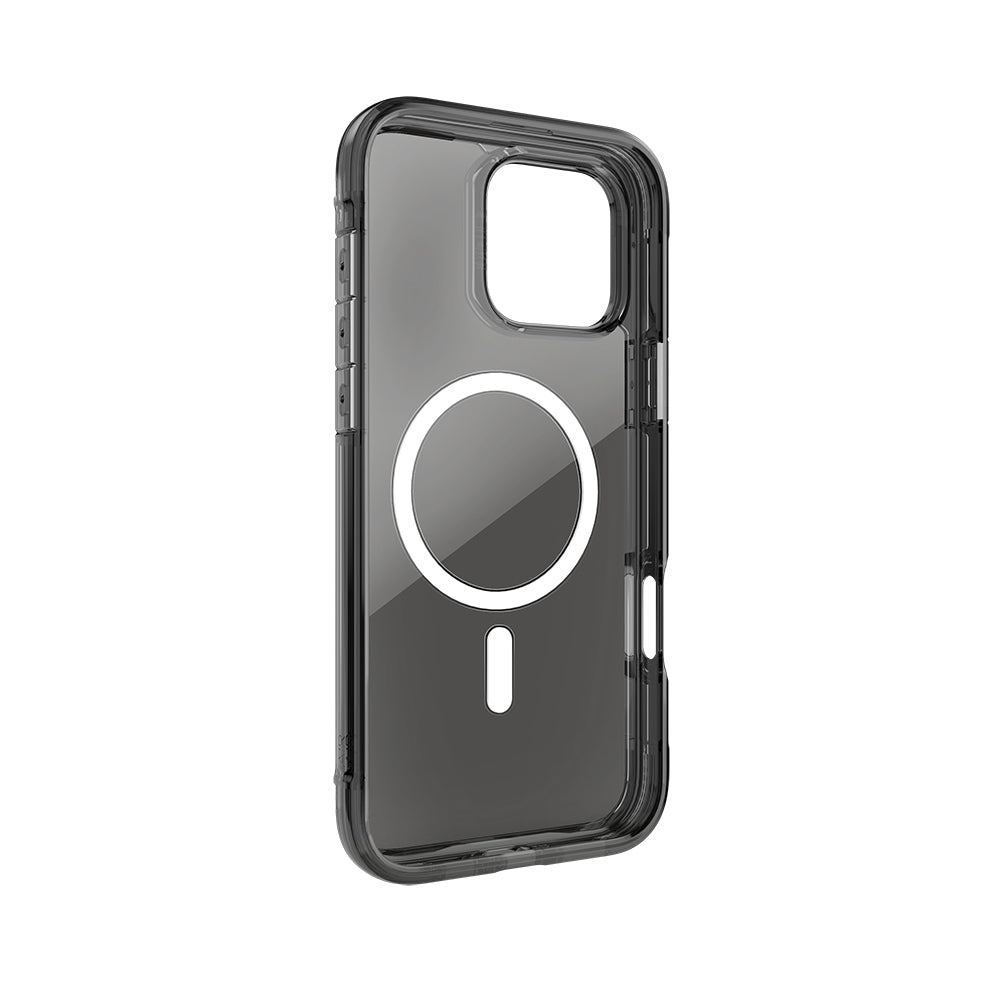 Apple iPhone 16 Pro Max Kılıf M-safe Şarj Özellikli Raptic Air Serisi Airbag Tasarımlı Metal Köşelikli Şeffaf Kapak Siyah