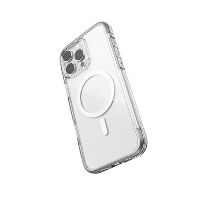 Apple iPhone 16 Pro Max Kılıf M-safe Şarj Özellikli Raptic Air Serisi Airbag Tasarımlı Metal Köşelikli Şeffaf Kapak Siyah