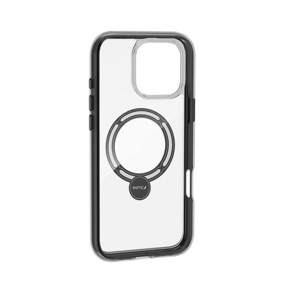 Apple iPhone 16 Pro Max Kılıf M-safe Şarj Özellikli Raptic AirJoy Serisi 360 Derece Dönebilen Standlı Kapak Siyah-Gri