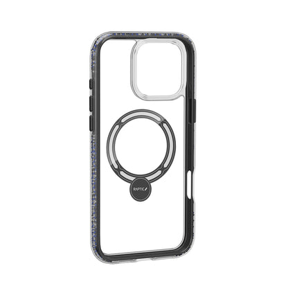 Apple iPhone 16 Pro Max Kılıf M-safe Şarj Özellikli Raptic AirJoy Serisi Boncuk Tasarımlı 360 Derece Dönebilen Standlı Kapak Siyah-Gri