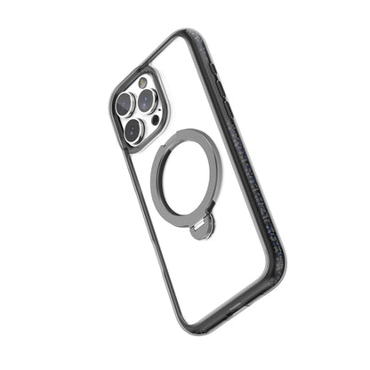 Apple iPhone 16 Pro Max Kılıf M-safe Şarj Özellikli Raptic AirJoy Serisi Boncuk Tasarımlı 360 Derece Dönebilen Standlı Kapak Siyah-Gri