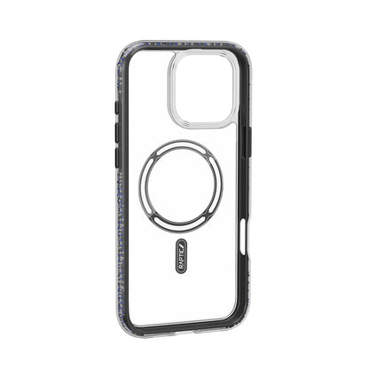 Apple iPhone 16 Pro Max Kılıf M-safe Şarj Özellikli Raptic AirJoy Serisi Boncuk Tasarımlı Şeffaf Kapak Siyah-Gri