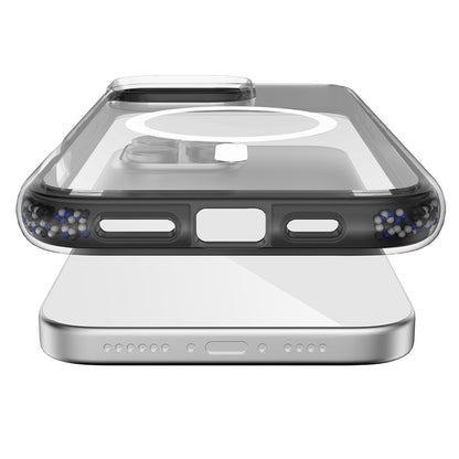 Apple iPhone 16 Pro Max Kılıf M-safe Şarj Özellikli Raptic AirJoy Serisi Boncuk Tasarımlı Şeffaf Kapak Siyah-Gri