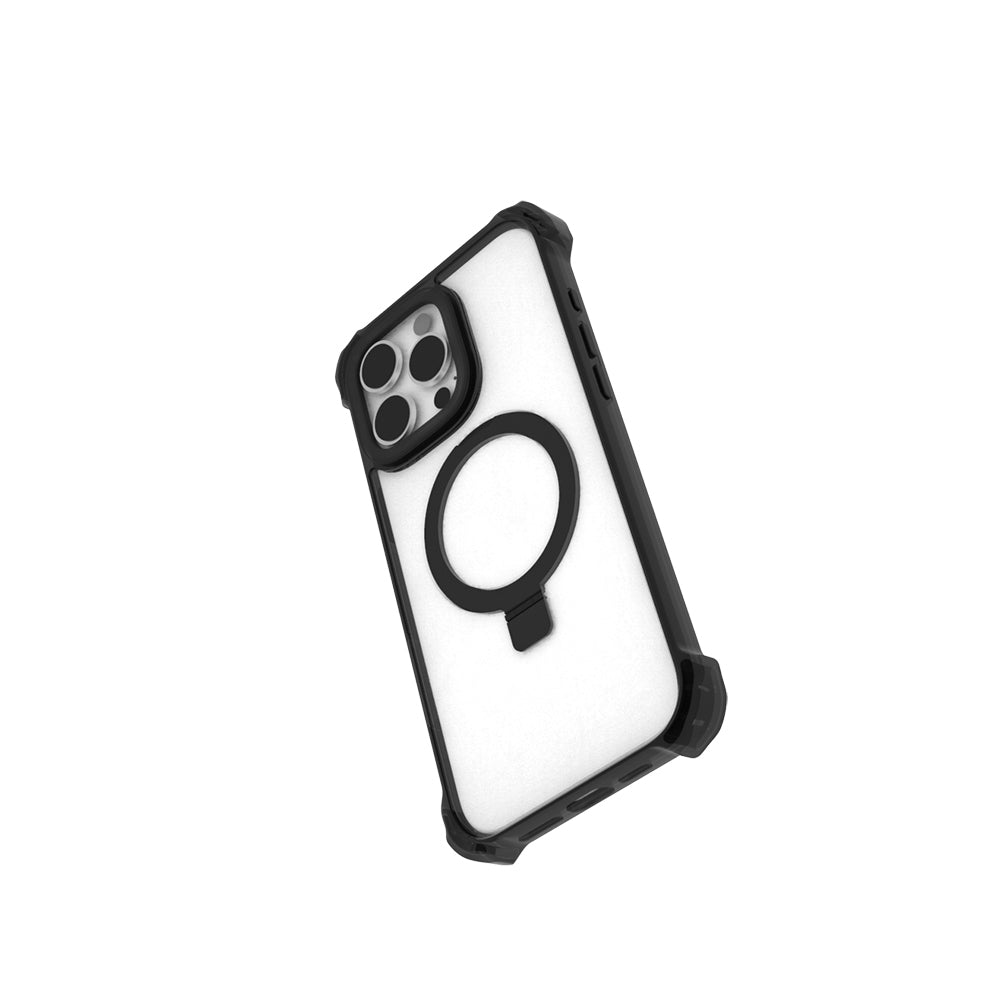 Apple iPhone 16 Pro Max Kılıf M-safe Şarj Özellikli Raptic Dual Serisi Şeffaf Standlı Kapak Siyah