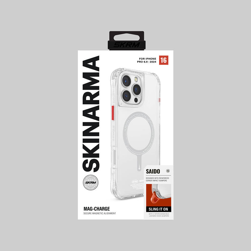 Apple iPhone 16 Pro Max Kılıf M-safe Şarj Özellikli Şeffaf Airbag Tasarımlı Skinarma Saido Kapak Şeffaf