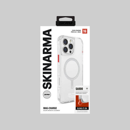 Apple iPhone 16 Pro Max Kılıf M-safe Şarj Özellikli Şeffaf Airbag Tasarımlı Skinarma Saido Kapak Siyah