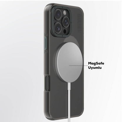 Apple iPhone 16 Pro Max Kılıf M-safe Şarj Özellikli Şeffaf Youngkit Crystal Shield Serisi Kapak Siyah